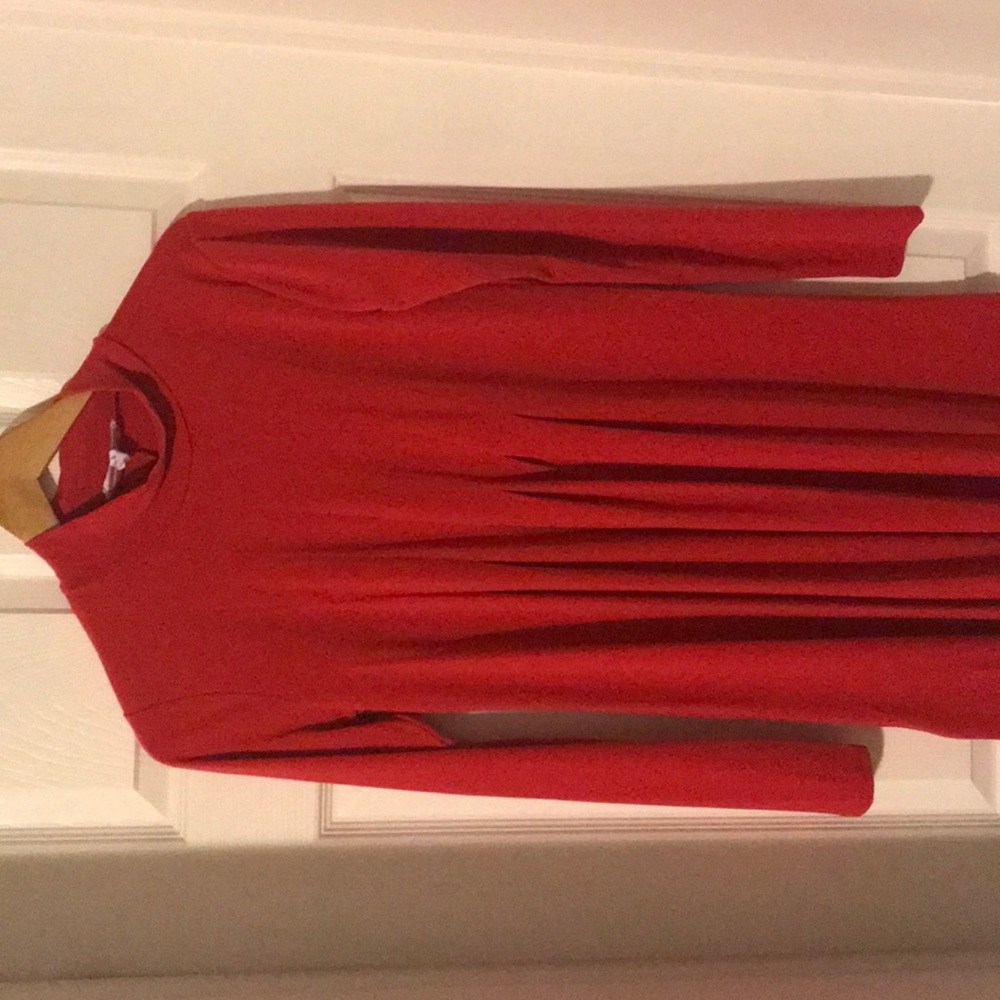 Red turtleneck tunic top